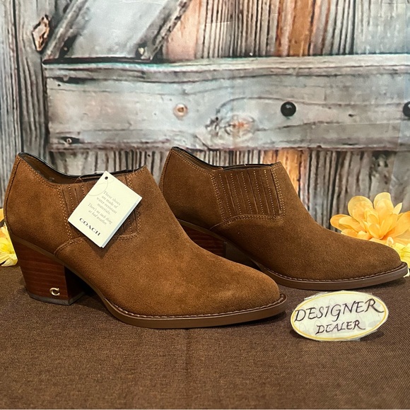 COACH Perri Suede Ankle Bootie NEW Size 6.5C Cognac FG4193 - Picture 1 of 10